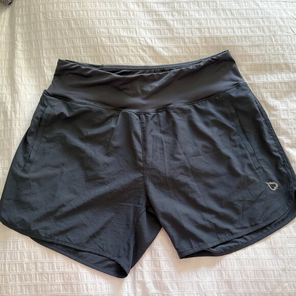 BALEAF Running Shorts Athletic Workout Gym Fitness Pockets Black Women's L - Picture 1 of 6